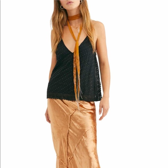 Free People Tops - 📍SOLD📍Free People Bright Lights Black Cami Top